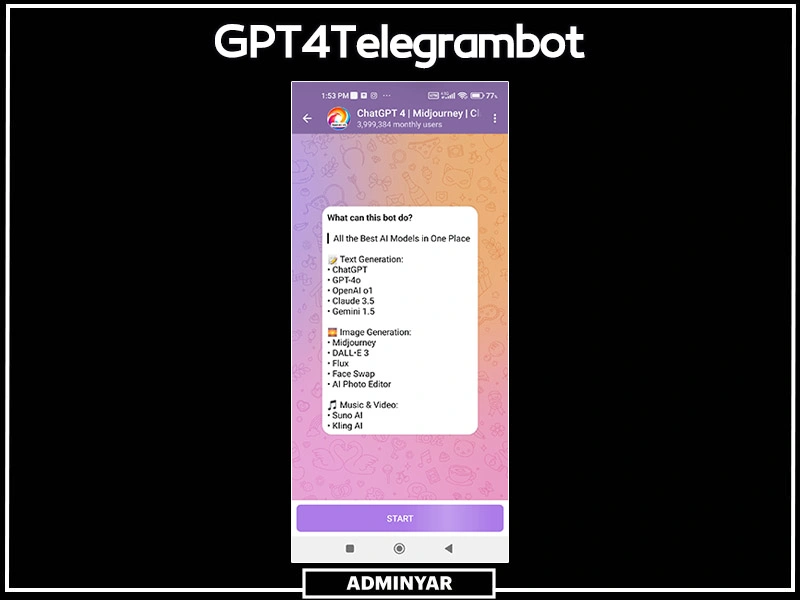 GPT4Telegrambot بهترین ربات تلگرام چت جی پی تی