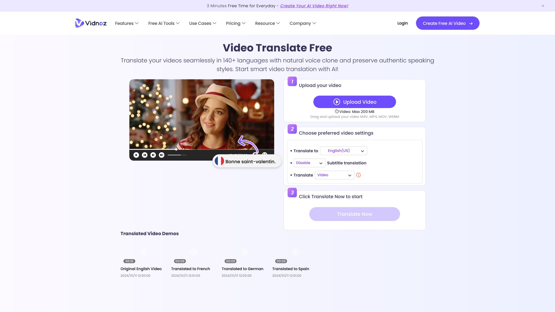 Vidnoz AI Video Translator