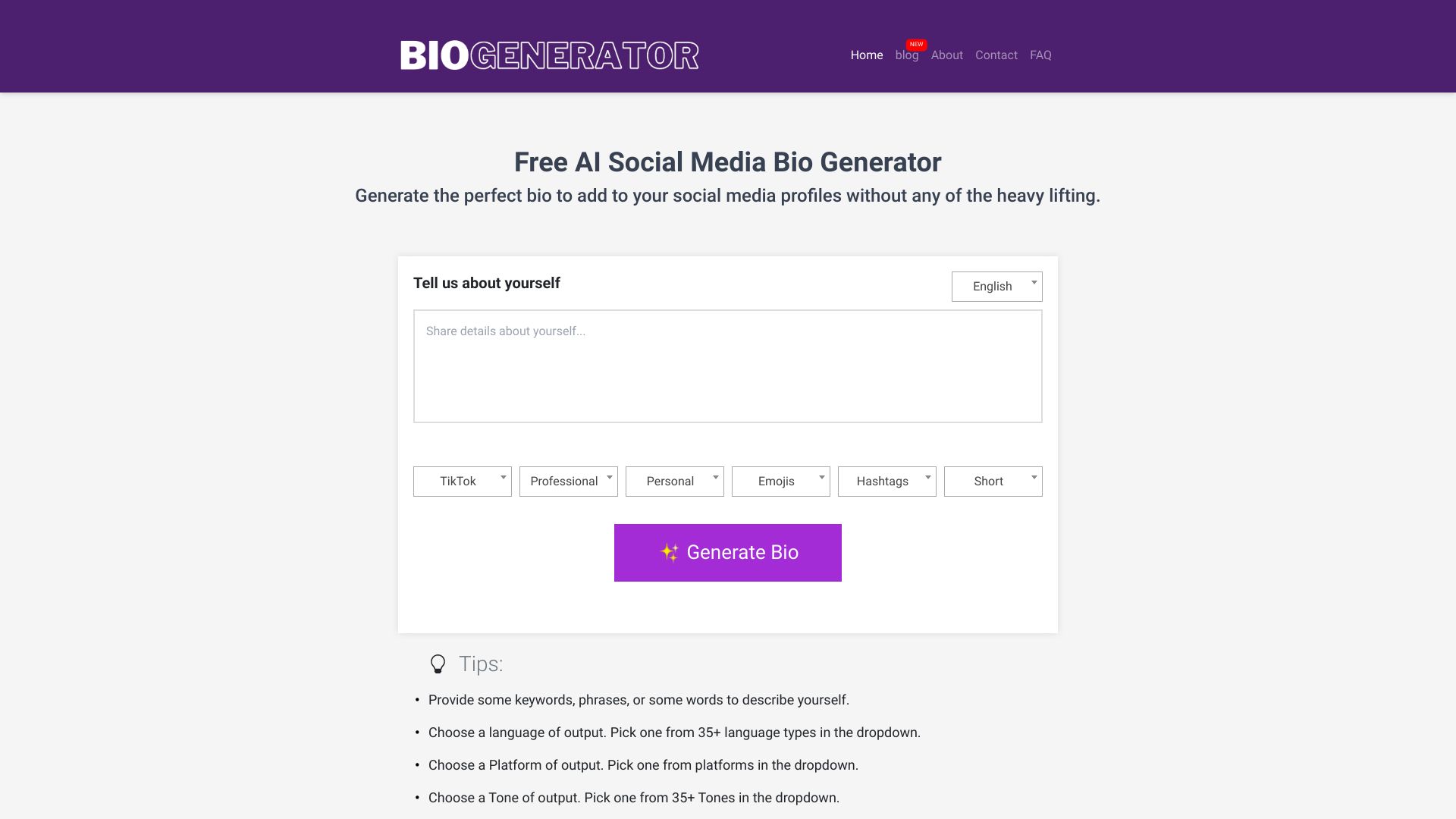 Social Media Bio Generator